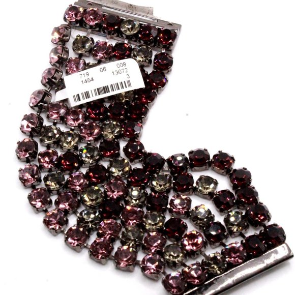 NWT $215 Nieman Marcus Mauve Purple Eggplant Wide Six Rows Blackened Bracelet - Picture 6 of 11